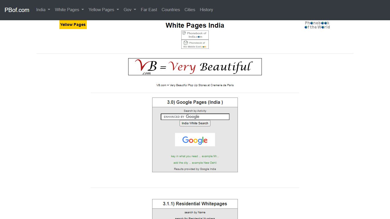 White Pages India by Phone Book of the World.com